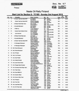 start list sunday