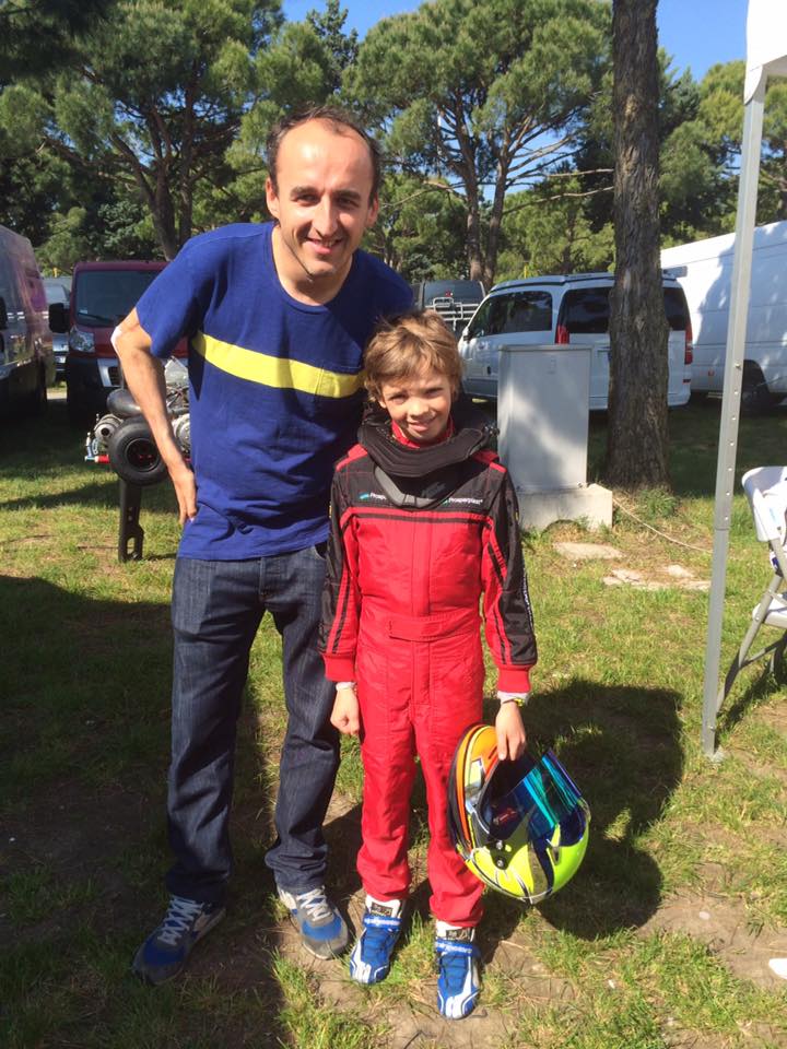 Tymek Kucharczyk z Robert Kubica na torze Jesolo we Włoszech 06.05.2016