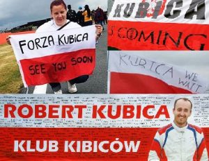 flagi kibiców czekających na powrót Kubicy